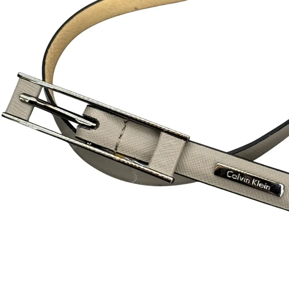 Calvin Klein Grey Leather Silver Logo Hardware 1/2
